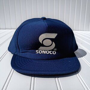 Sonoco Snap Back Truckers Hat Ball Cap Navy Blue White Designer Award Vintage